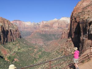 Hiker on the Canyon Overlook Trail in East Zion